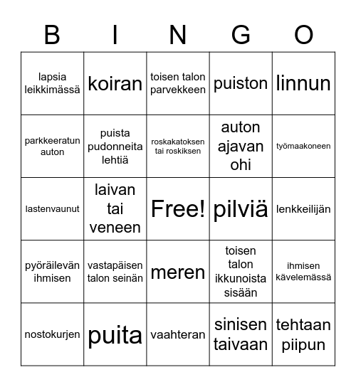 Etätyön taukobingo: kun katson ulos näen... Bingo Card