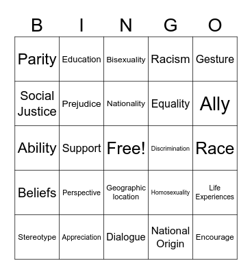 Diversity and Inclusion Bingo Card