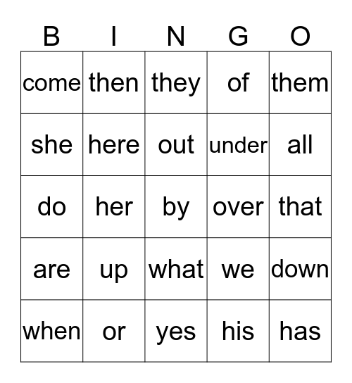 Term 2 Sightwords Bingo Card