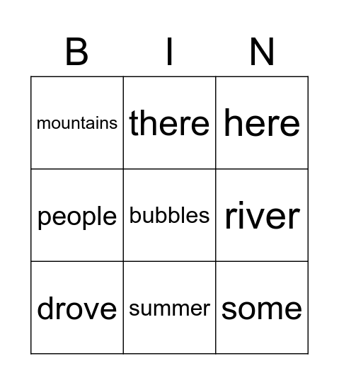 The Large Park Bingo Card