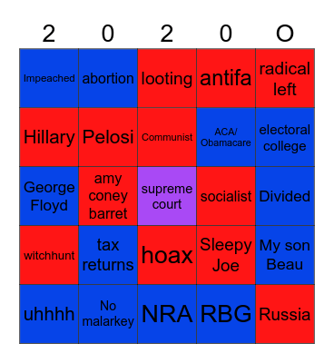 Presidental debate Bingo Card