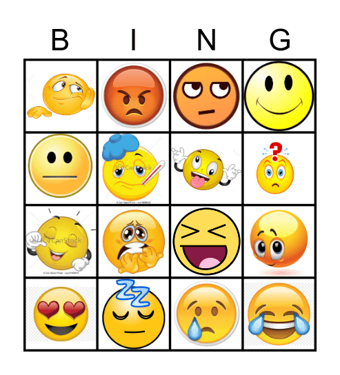 Emotions Bingo Card