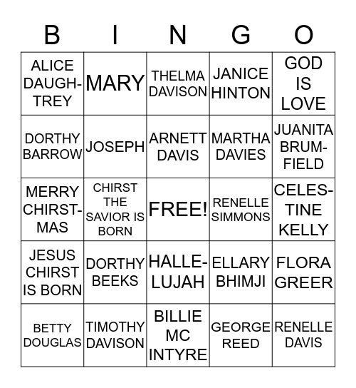 ASHANTI  BINGO Card