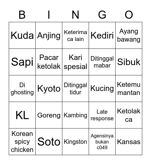 Tawan Bingo Card