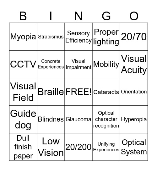 Bingo Vision Bingo Card