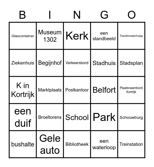 Leerwandeling Kortrijk Bingo Card