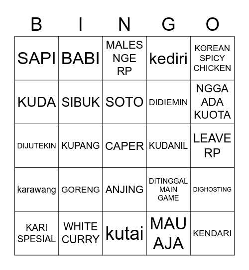 JUNGWOO Bingo Card