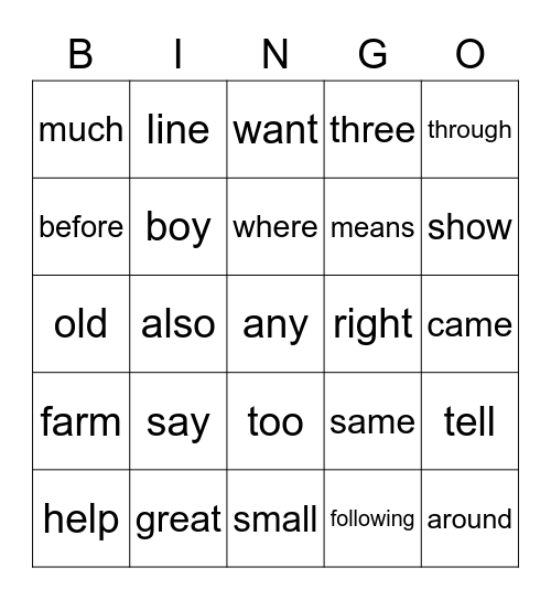 Second Grade Sight Words 126-150 Bingo Card