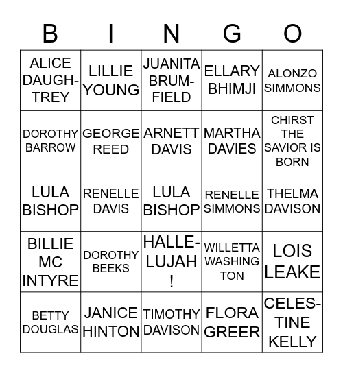 ASHANTI  BINGO Card