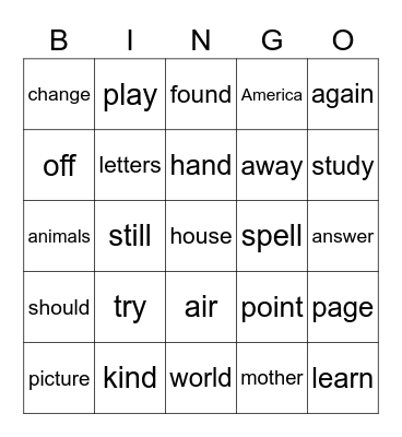 Second Grade Sight Words 176-200 Bingo Card