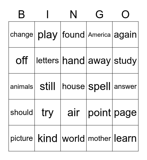 Second Grade Sight Words 176-200 Bingo Card