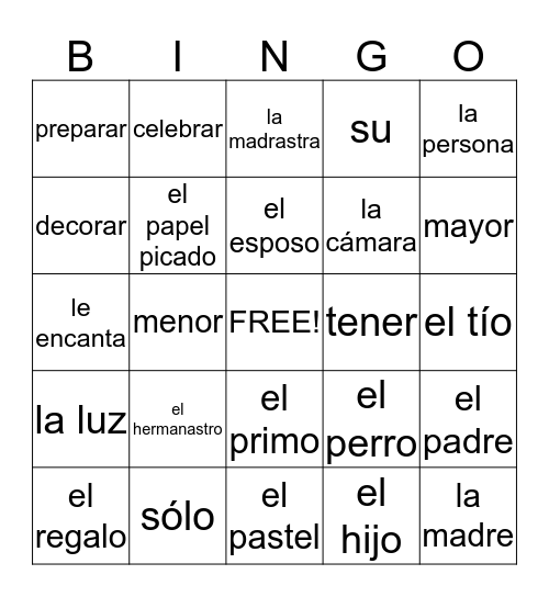 1-repaso de 5a Bingo Card