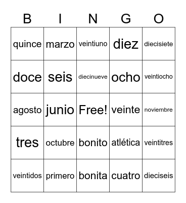 Unit 1 Review Bingo Card