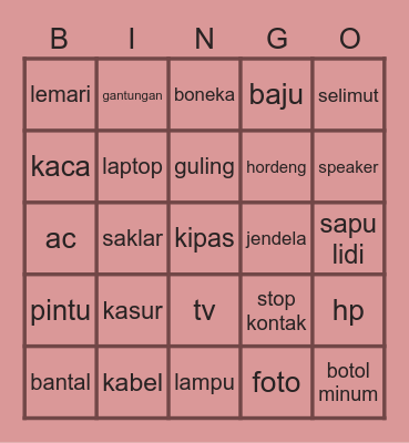 BENDA DI KAMAR Bingo Card