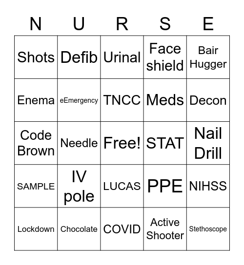 ER Nurse's Week!! Bingo Card