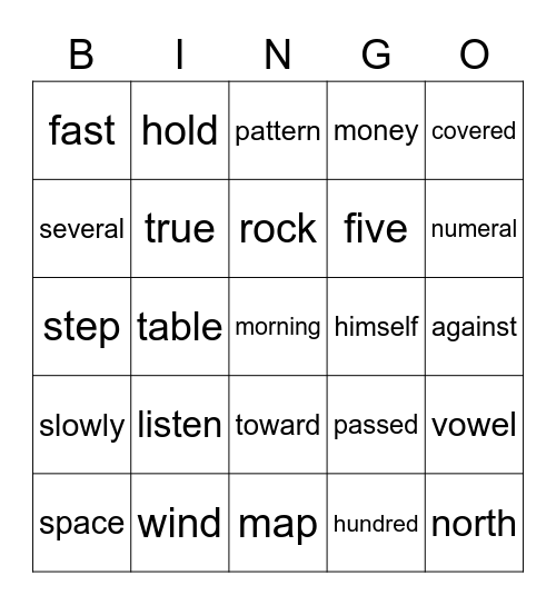 Fourth Grade Sight Words 351-375 Bingo Card