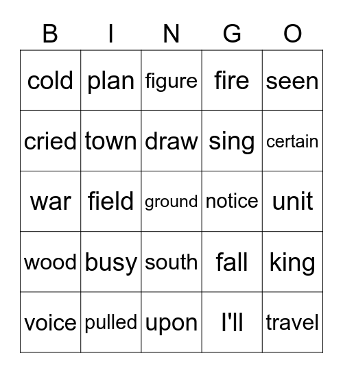 Fourth Grade Sight Words 376-400 Bingo Card