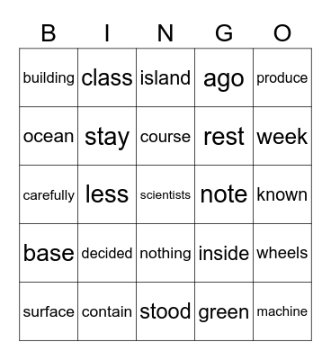 Fifth Grade Sight Words 426-450 Bingo Card