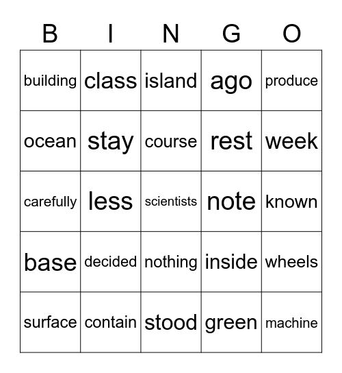 Fifth Grade Sight Words 426-450 Bingo Card