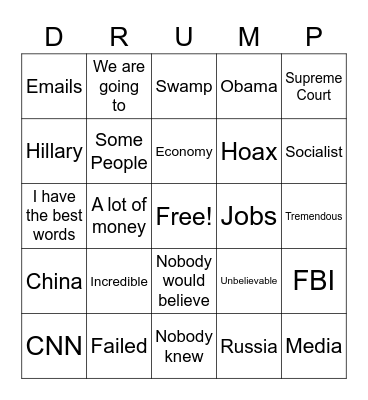 Presidential Debate #1 Bingo Card