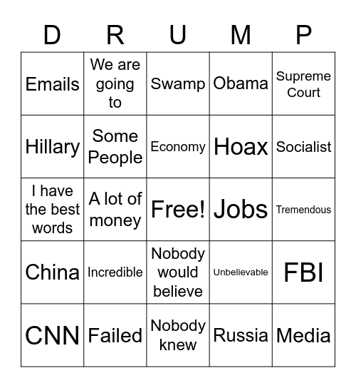 Presidential Debate #1 Bingo Card