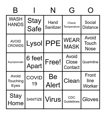 SOCIAL DISTANCE BINGO Card