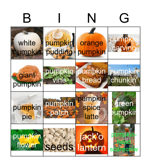 Pumpkin Bingo Card