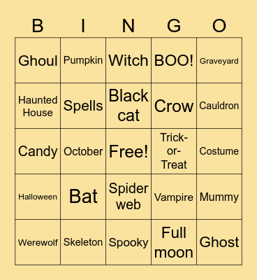 Halloween BINGO Card