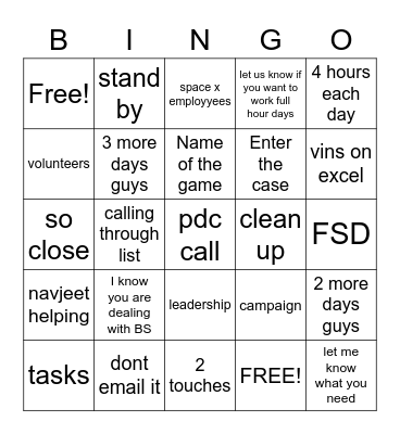 EOQ BINGO Card