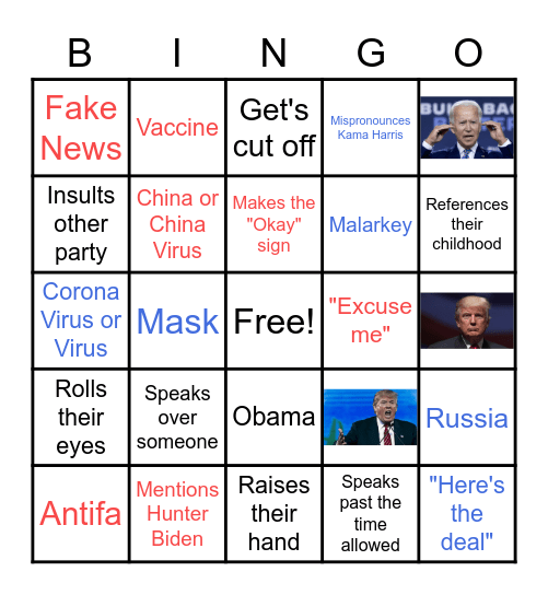 Presidential Debate #1 2020 Bingo Card