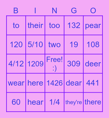 School Bingo! Bingo Card