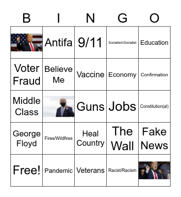 PRESIDENTIAL DEBATE Bingo Card