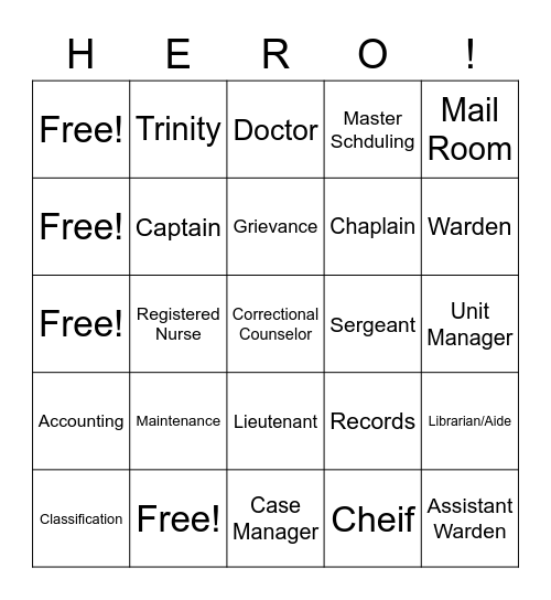 Hero Bingo Card