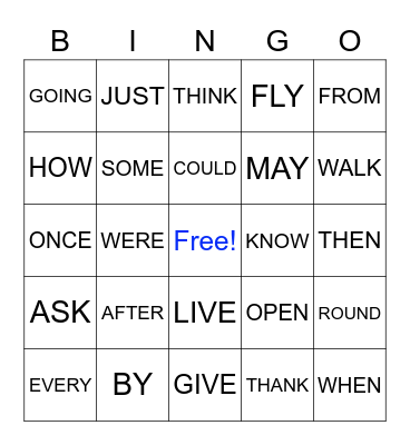 Sight Word Bingo- K Bingo Card