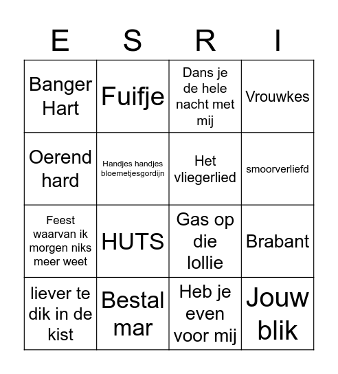 Carnaval/Foute muziek/Hollands glorie Bingo Card