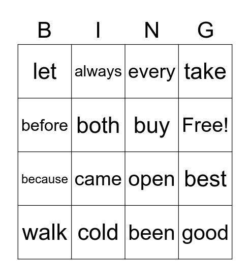 Bryn's Bingo Card