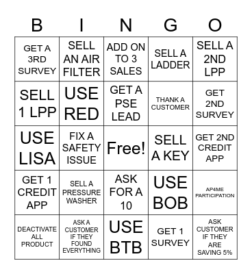 LOWE'S Bingo Card