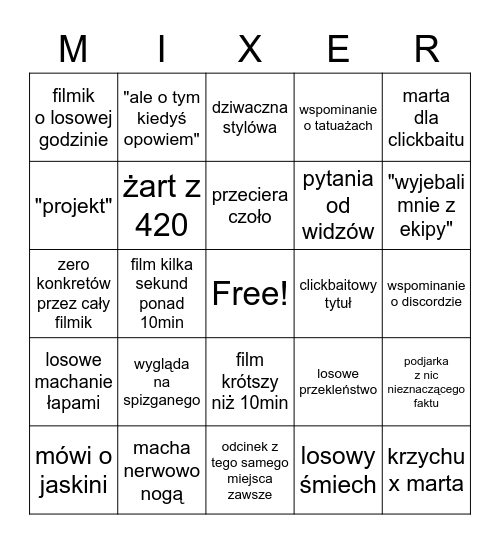 bingo mixera z ekipy Bingo Card