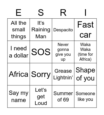 90's/00's/10's Bingo Card
