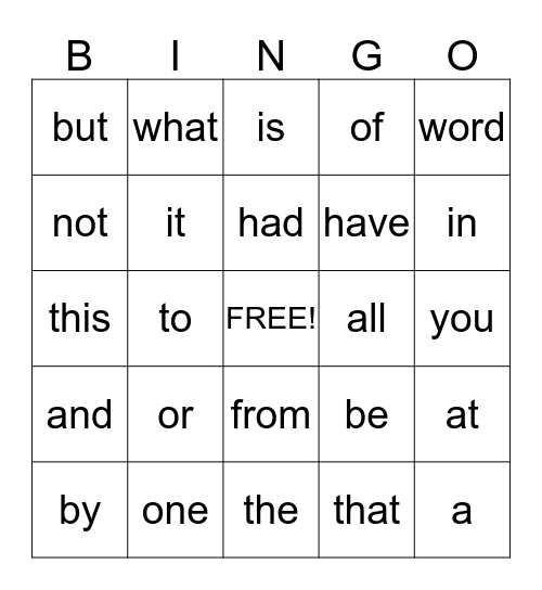 Sight Words Lists 1 and 2 Bingo Card