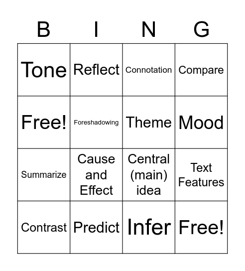 Vocab Bingo Card