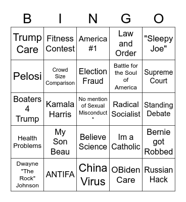Debate Night Bingo Card