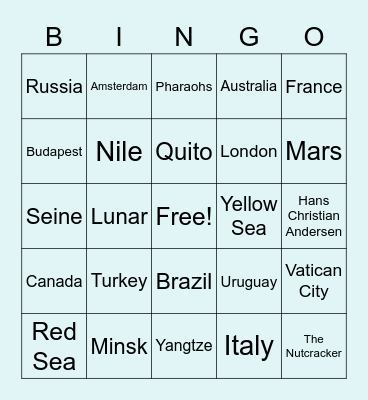 International Bingo Card