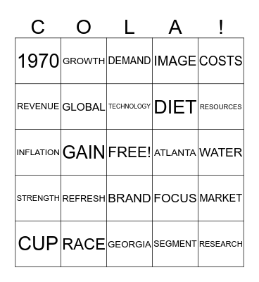 COLA! BINGO Card