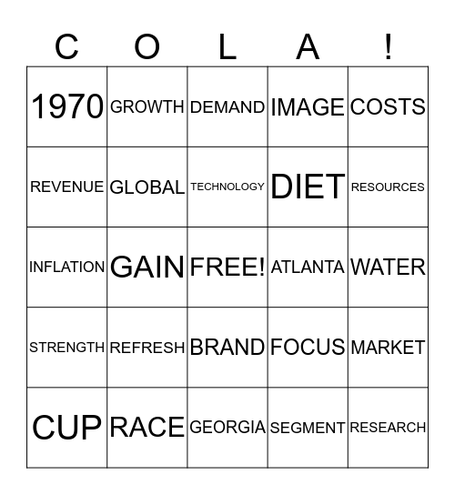 COLA! BINGO Card