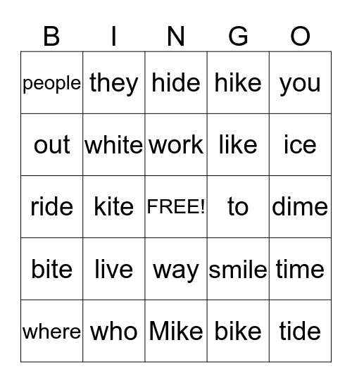 Unit #11 Spelling and WOW Bingo Card