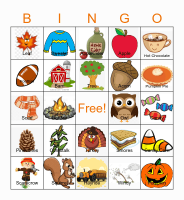 Fall Bingo Card