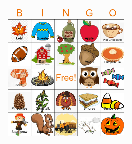 Fall Bingo Card