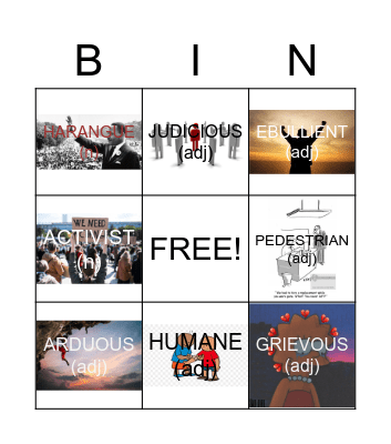 Vocabulary #4 Bingo Card