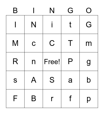Alphabet Bingo Card